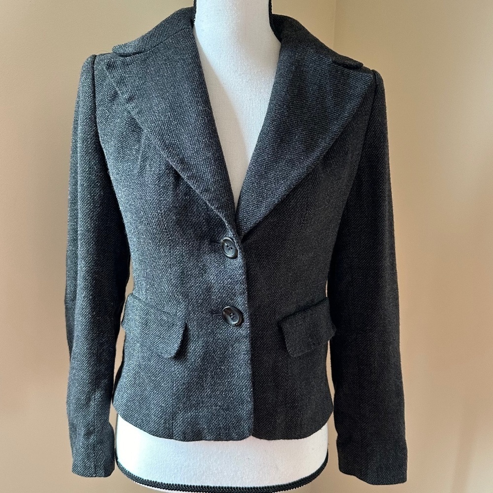 **ANN TAYLOR* Gray Button-Front Suit Jacket Blazer Size 2